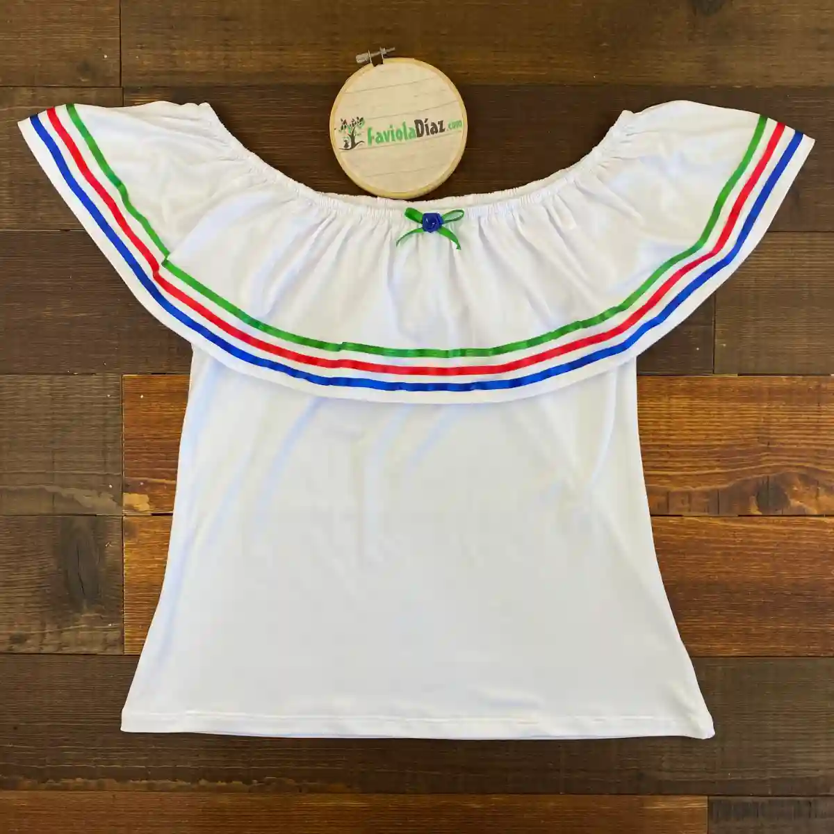 Blusa Adulto Típica Verde, Rojo y Azul Q27746
