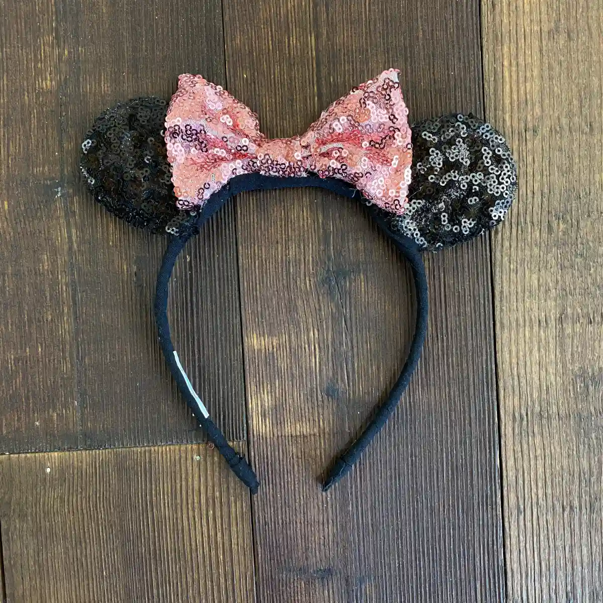 Diadema Negra con Orejitas y Lazo Oro Rosa Alusiva a Minnie Q28336