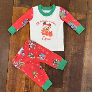 Pijama Navideña Roja Mi Primera Navidad con Mickey Bebé y Nombre Q29034