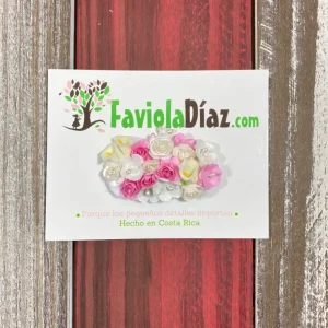 Prendedor Blanco y Rosado con Flores Adamaris Q29104