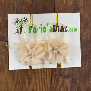 Sandalias Pie Descalzo Beige con Flor Q29240
