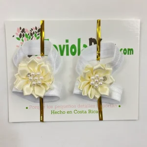 Sandalias Pie Descalzo Blancas con Flor Beige Alexia Q29277