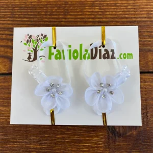 Sandalias Pie Descalzo Blancas con Flores y Perlas Antonella Q29295
