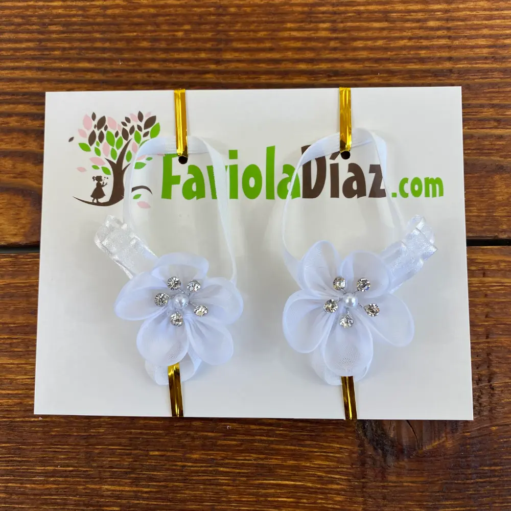 Sandalias Pie Descalzo Blancas con Flores y Perlas Antonella Q29295