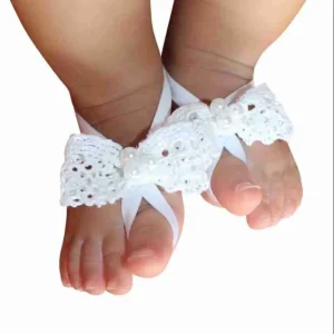 Sandalias Pie Descalzo Blancas con Lazo Anika Q29297