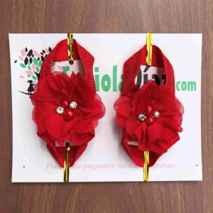 Sandalias Pie Descalzo Rojas con Flor Q29392