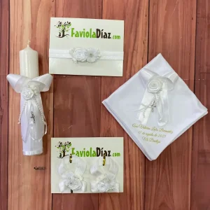 Set de Bautizo Blanco con Flores Valentina Q29484