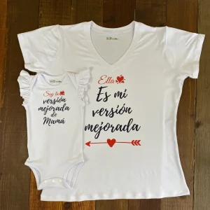 Set de Blusa y Mameluco Ella Es Mi Versión Mejorada – Soy La Versión Mejorada De Mamá Q29509
