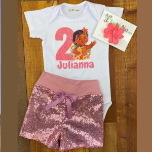 Set de Mameluco, Short de Lentejuelas y Prensa Alusiva a Moana⁣ Q29644