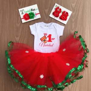 Set de Vincha, Sandalias, Tutu y Mameluco de Elfo Navideño Q29802