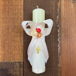 Vela Capitolio Blanca con Flores Beige y Coral Q30139