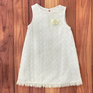 Vestido Betania Blanco con Flores Blancas Q30296