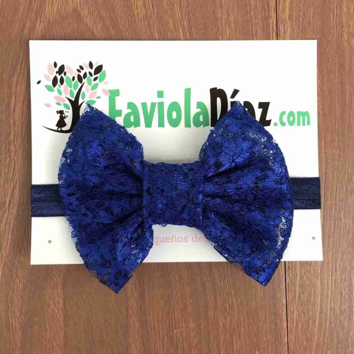 Vincha Azul con Lazo de Encaje Clementina Q30562