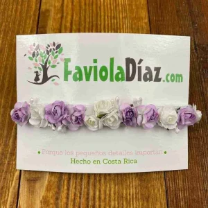 Vincha Blanca con Flores Blancas y Lila Berenice Q30737