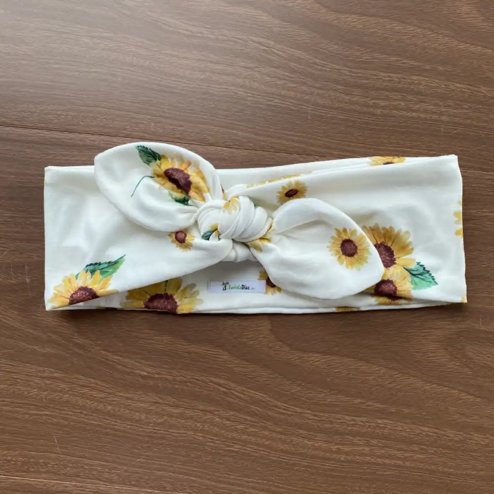 Vincha Estampada con Girasoles Turbante con Nudo Regular Q31025