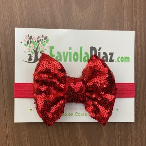 Vincha Roja con Lazo de Lentejuelas Alondra Q31304