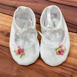 Zapatillas Berenice Blancas y Rosadas con Flor Q31607