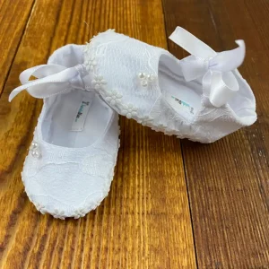 Zapatillas Blanca para Bautizo con Perlas Q31609